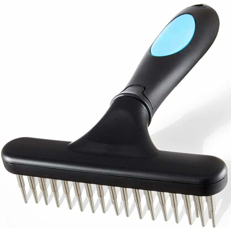 foto del prodotto spazzola per toelettatura animali domestici rastrello per cani a doppia fila rastrello per deshedding per cani spazzola per capelli barra per massaggiare con denti 33