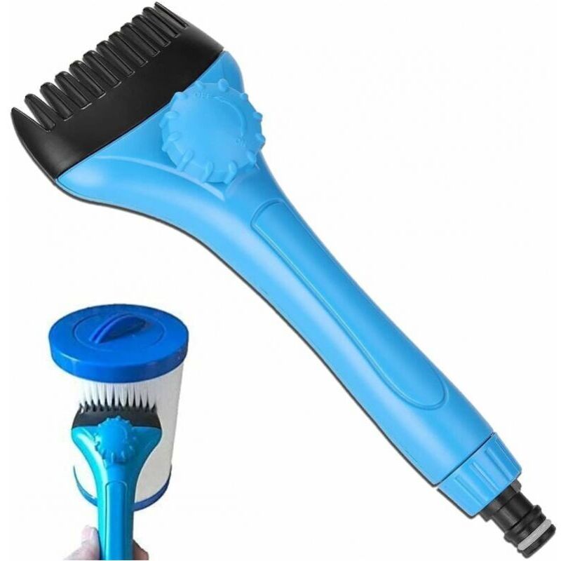 foto del prodotto spazzola portatile per la pulizia dell elemento filtrante della piscina da 25 cm con testina rimovibile e attacco per tubo flessibile
