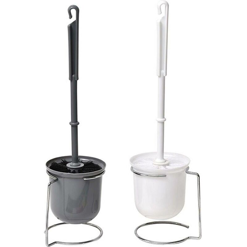 foto del prodotto spazzola pp supporto wc metallo cromo 2 colori assortiti bianco grigio tendance