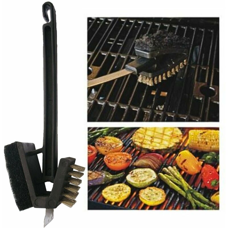 foto del prodotto spazzola pulisci griglia barbecue multifunzione