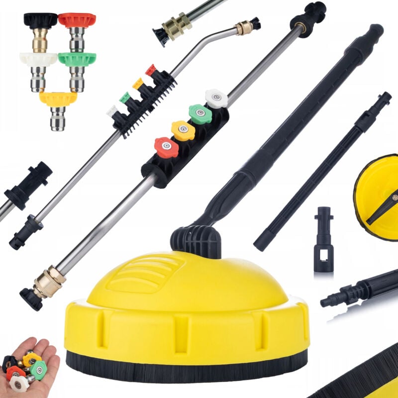 foto del prodotto spazzola pulizia rosfix t racer cube per idropulitrici karcher lancia per idropulitrice 1 4, piegata 15 , con set di 5 ugelli e maniglia