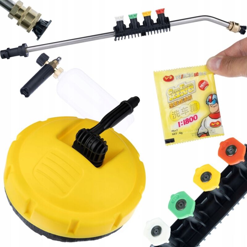 foto del prodotto spazzola rosfix per idropulitrici karcher lancia per idropulitrice 1 4, curva, 15 5 ugelli e una maniglia pistola schiuma 1000ml polvere