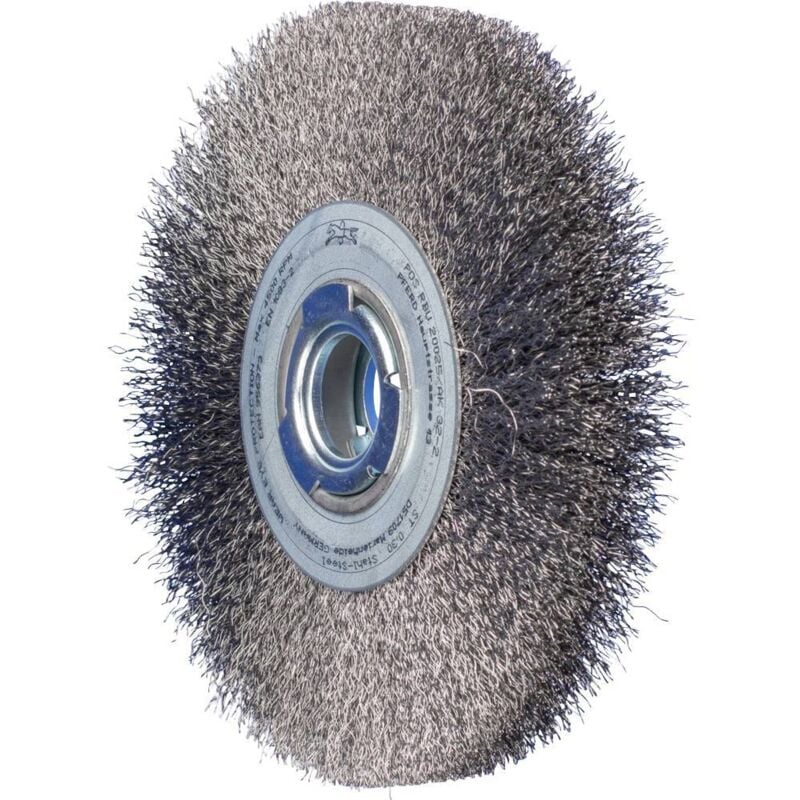 foto del prodotto spazzola rotonda pos larga rbu non zopft 200 x 25 mm foro variabile filo in acciaio 0,30 per smerigliatrice 1 pferd