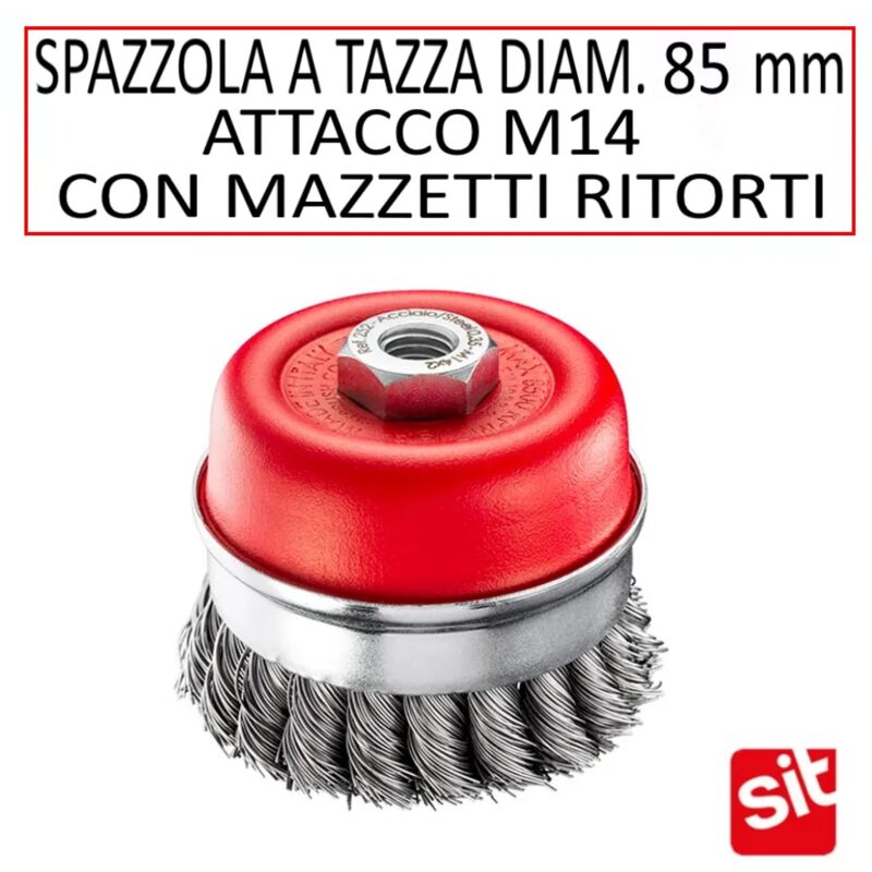 foto del prodotto spazzola sit a tazza diam. 85 mm con mazzetti ritorti in acciaio e attacco m14