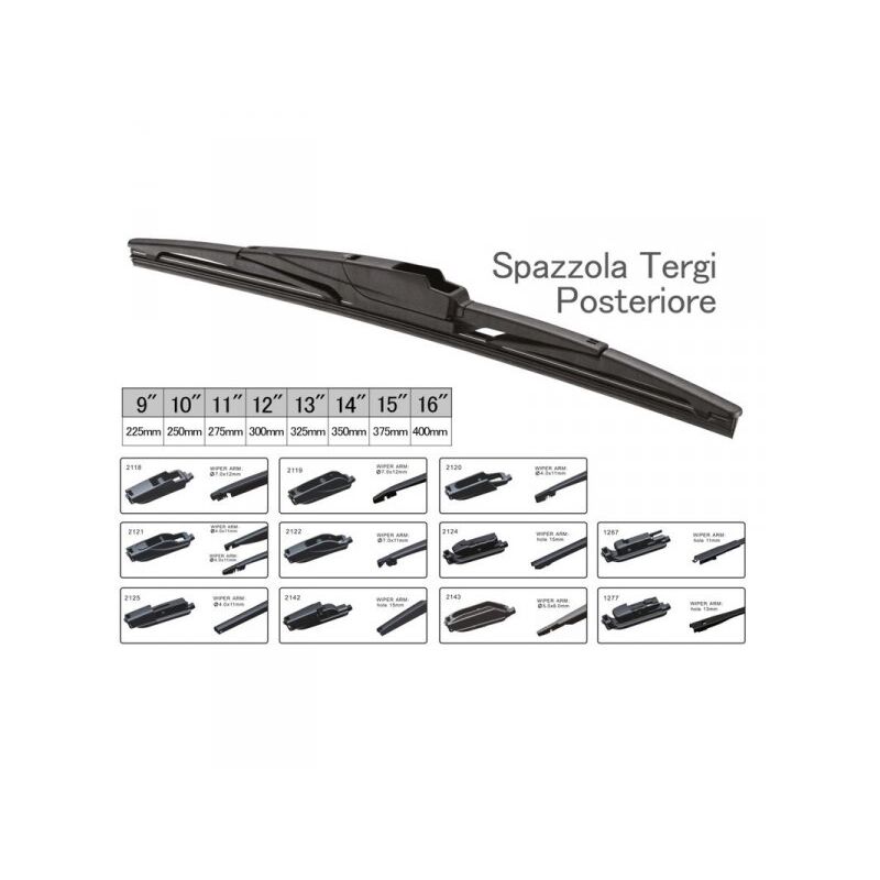 foto del prodotto spazzola tergicristallo posteriore auto 9 225mm 10 attacchi universale multi adattatori