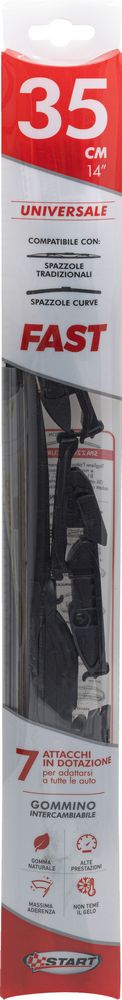 foto del prodotto spazzola tergicristallo singola fast 35 cm 14, per spazzole tradizionali e curve
