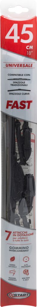 foto del prodotto spazzola tergicristallo singola fast 45 cm 18, per spazzole tradizionali e curve