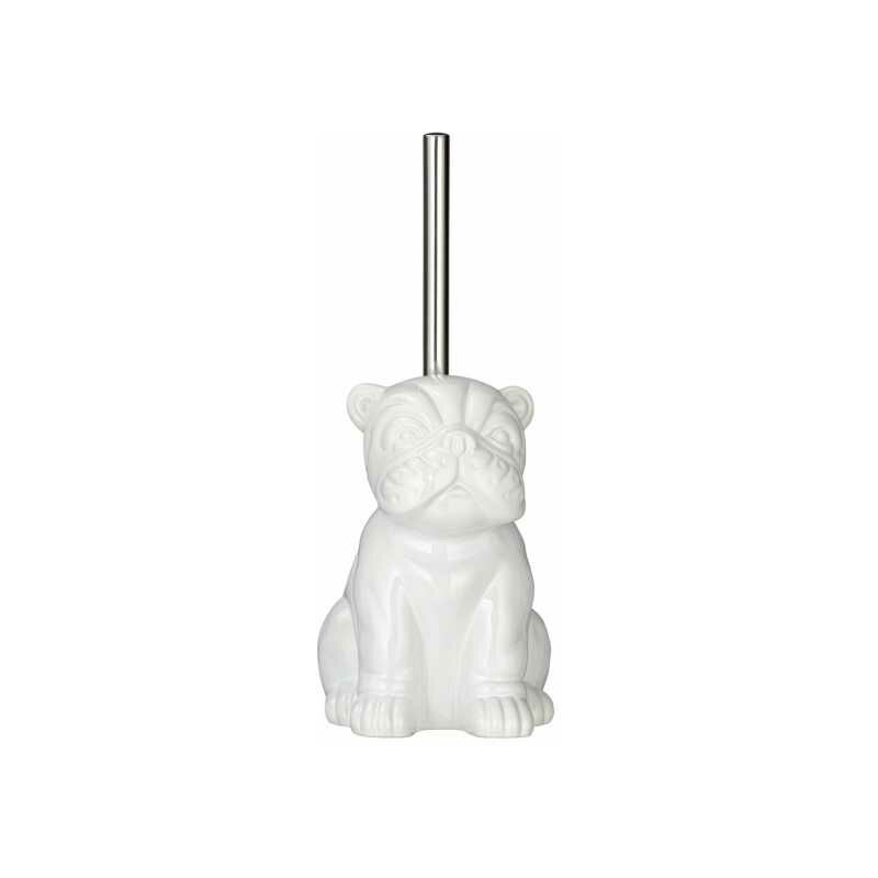 foto del prodotto spazzola wc originale bulldog, spazzola wc in silicone nero, ceramica, 12x19,5x15,5 cm, bianco wenko