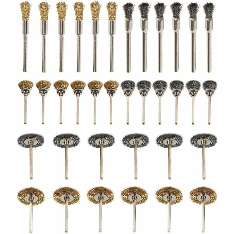 foto del prodotto spazzole metalliche set di fili metallici per lucidatura di spazzole in ottone da 36 pezzi per utensili da trapano spazzole rotanti per perforazione