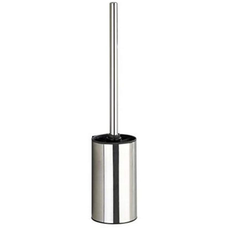 foto del prodotto spazzolino wc a muro detroit, spazzolino wc sospeso con fissaggio turbo loc senza foratura, spazzolino wc nero, acciaio inossidabile, 8,5x40x9 cm,