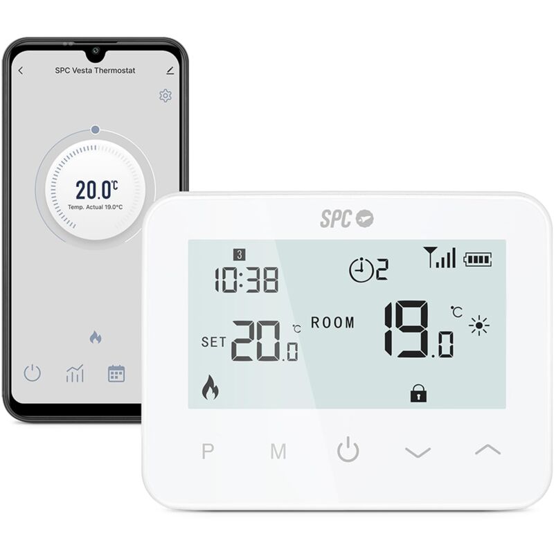 foto del prodotto spc vesta thermostat termostato riscaldamento wifi per caldaia a gas, controllo intelligente tramite app, compatibile con alexa google,