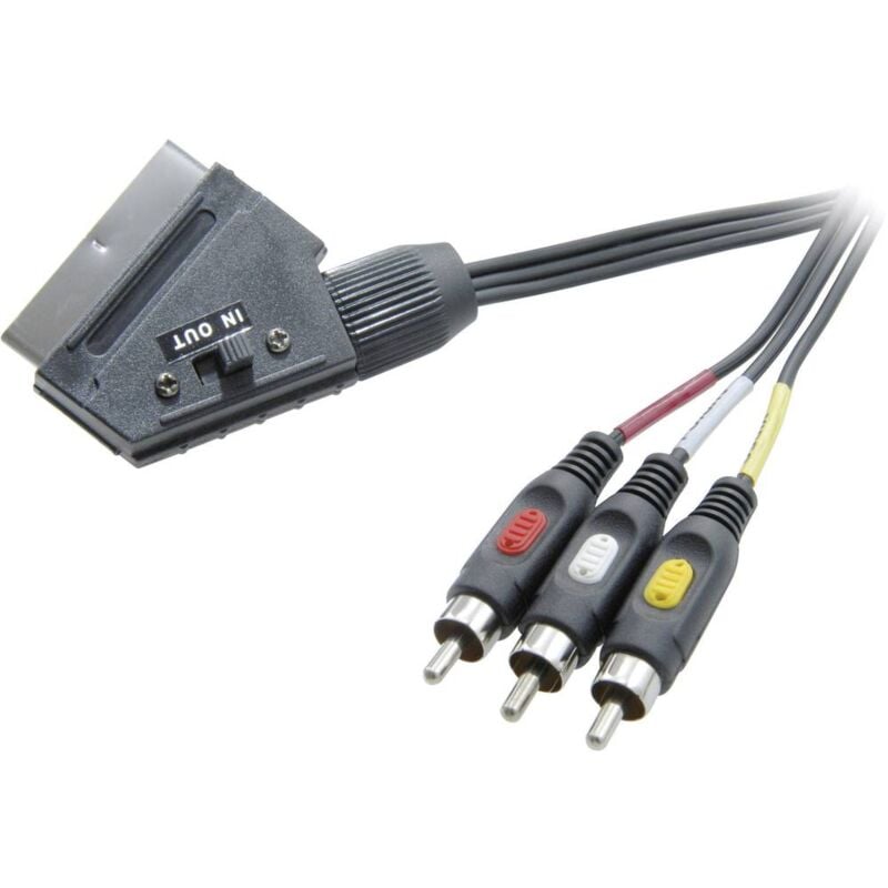 foto del prodotto speaka professional cavo tv, ricevitore scart rca composito 1x spina scart 3x spina rca 2.00 m nero