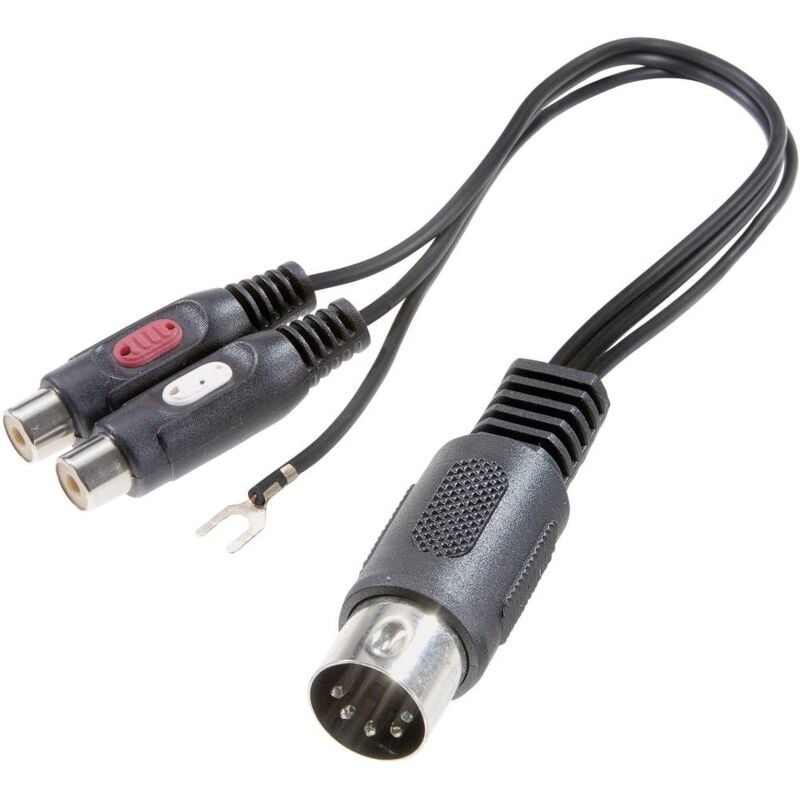 foto del prodotto speaka professional sp 7870284 rca attacco din audio adattatore a y 1x spina a 5 poli din 2x presa rca nero