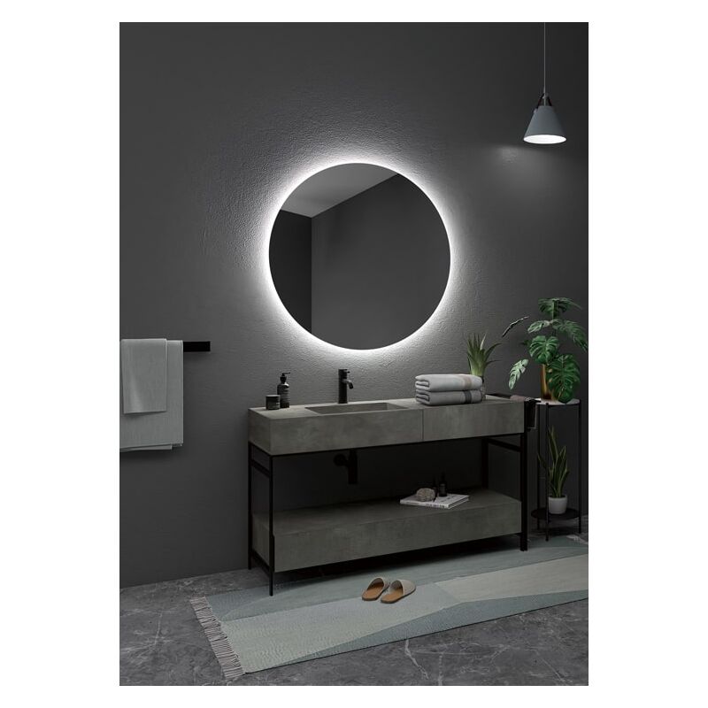foto del prodotto specchi con luce led per bagno, specchio rotondo, retroilluminato, luce fredda, specchio per camera da letto, spogliatoio misura 50 cm