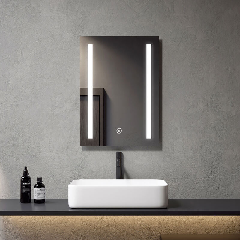 foto del prodotto specchi per bagno led con anti appannamento 50x70cm interruttore touch specchio parete, risparmio energetico ip44, luce bianca freddo meykoers