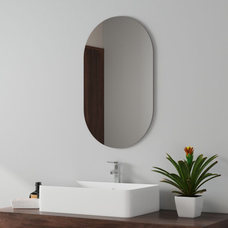 foto del prodotto specchi semplici per bagno, specchio da parete ovale, specchio da bagno senza cornice 40 x 70 cm orizzontale verticale emke