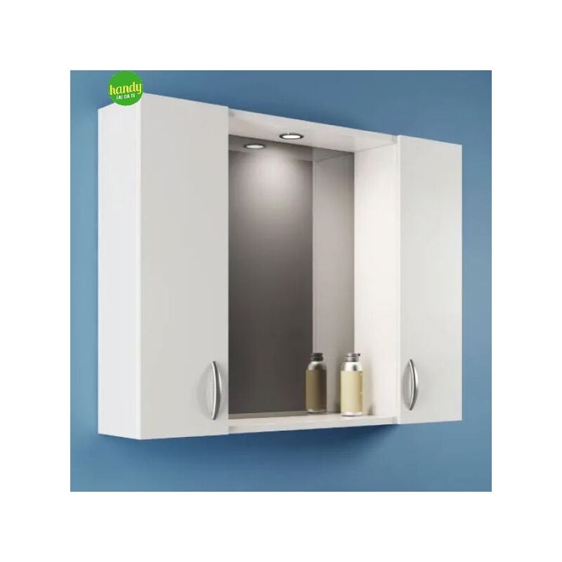 foto del prodotto specchiera bagno con due ante e faretto integrato l 77cm h 57cm p 16cm savini due