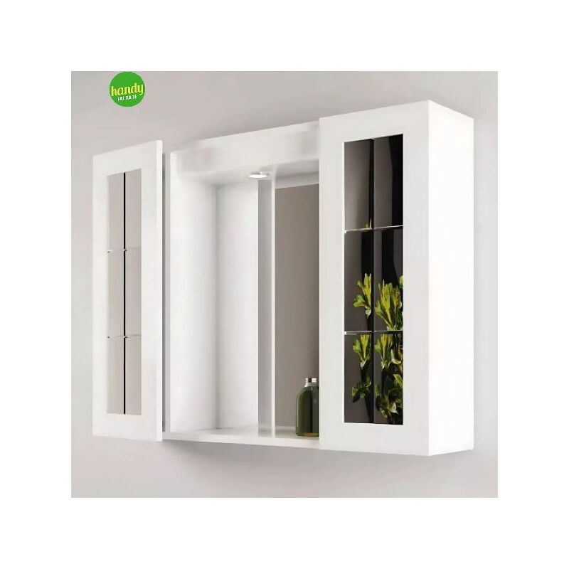 foto del prodotto specchiera bagno con due ante e faretto integrato l 81cm h 60cm p 16cm savini