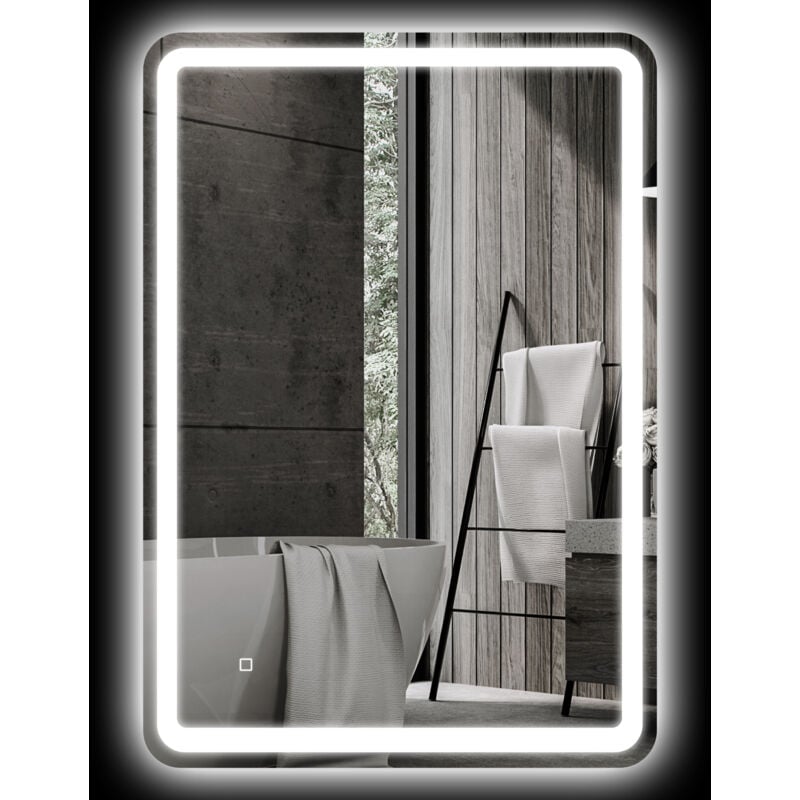 foto del prodotto specchiera bagno touch 70x100cm led 3 temperature e antiappannamento homcom