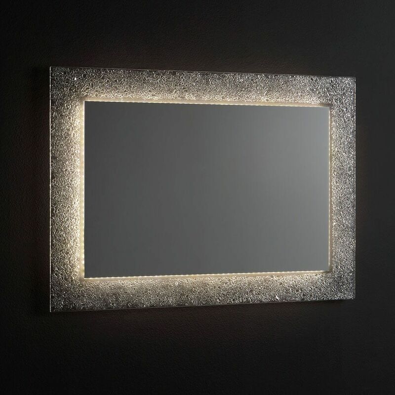 foto del prodotto specchiera con cornice in graniglia di vetro ghiaccio reversibile 98x70