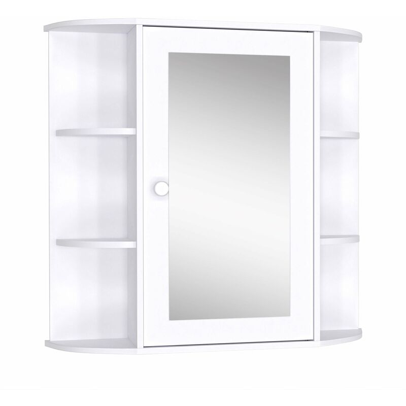 foto del prodotto specchiera da bagno 1 anta coon mensole 66x17x63 cm in legno bianca