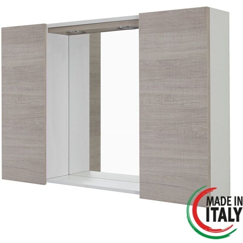 foto del prodotto specchiera da bagno rovere chiaro 91x61 cm con 2 ante mondo 2.0 feridras