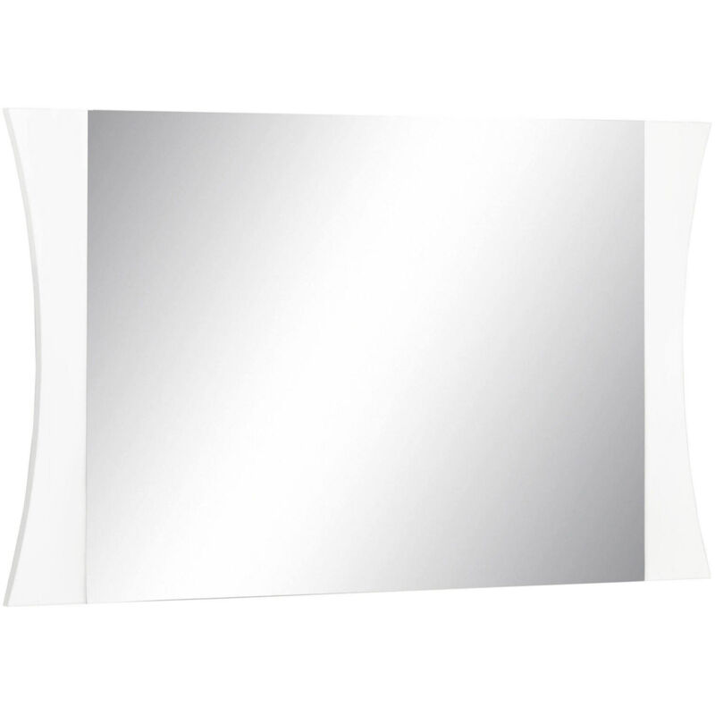 foto del prodotto specchiera da parete con cornice, made in italy, specchio da bagno, cm 110x2h60, colore bianco lucido, con imballo rinforzato dmora