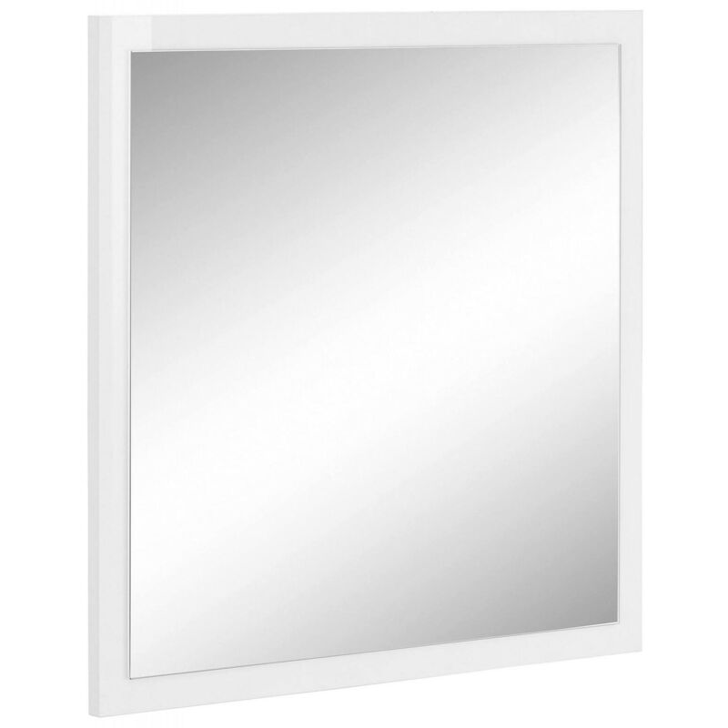 foto del prodotto specchiera da parete con cornice, made in italy, specchio da bagno, cm 60x2h60, colore bianco lucido, con imballo rinforzato dmora