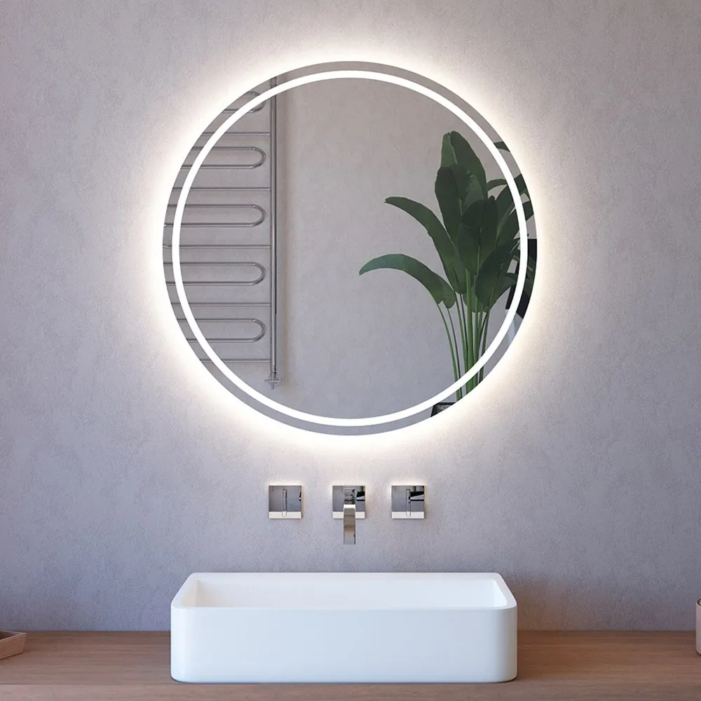 foto del prodotto specchiera led 75 cm con illuminazione perimetrale interna e telaio nero