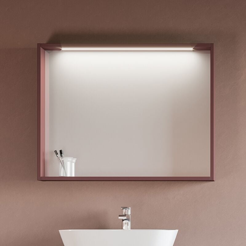 foto del prodotto specchiera quadrante 84xh73x15 con striscia led colore ruggine opaco