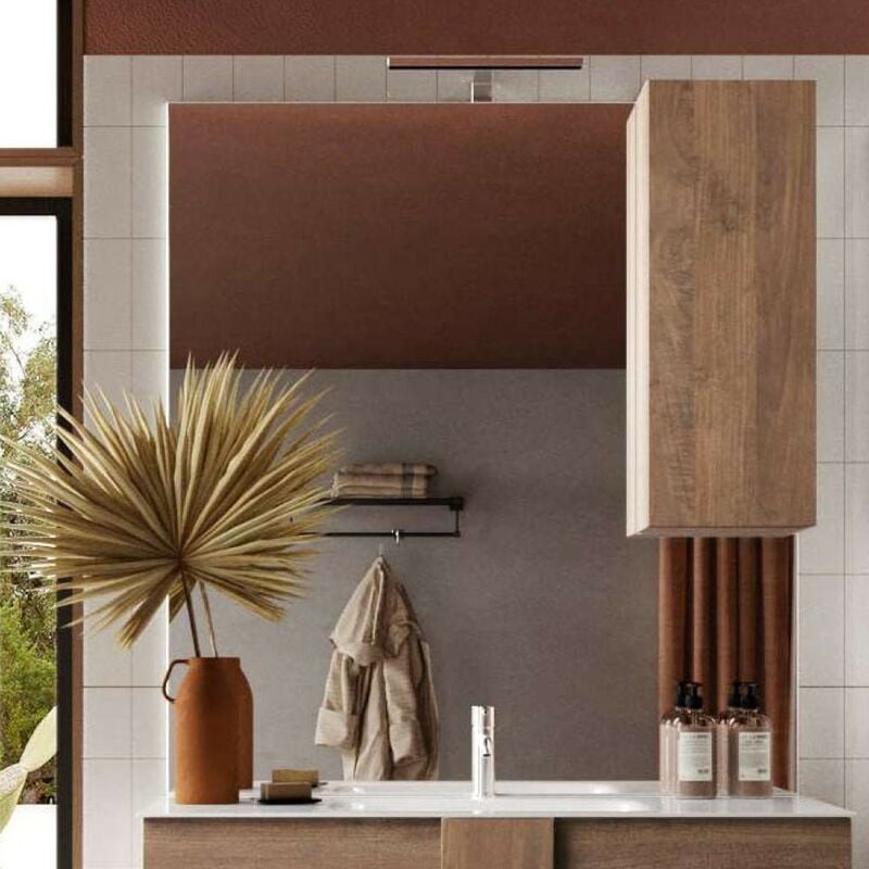 foto del prodotto specchiera rettangolare con pensile e kit led jupiter specchi semplici e luminosi stilprojectstore.com l. 120 x h. 110 x p. 18 cm