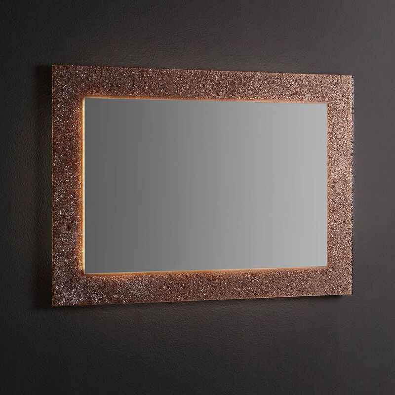 foto del prodotto specchiera rettangolare cornice in graniglia di vetro fuso bronzo 98x70