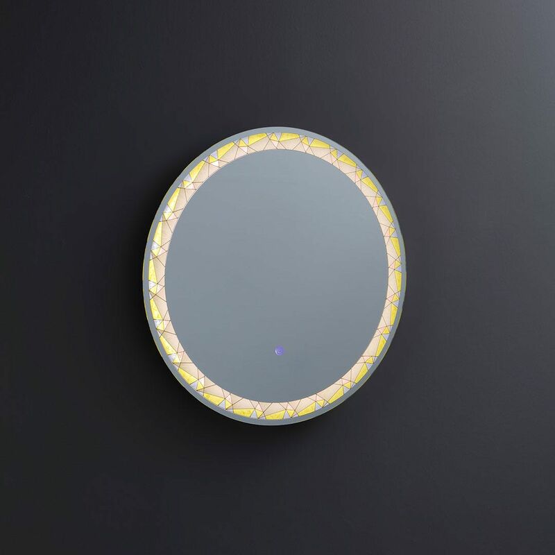 foto del prodotto specchiera rotonda retroilluminata 60cm con inserti colorati