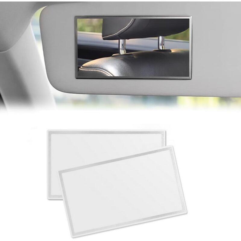 foto del prodotto specchietto per il trucco dell auto, confezione da 2, con visiera parasole, in acciaio inox, 15x8 cm. sollbry