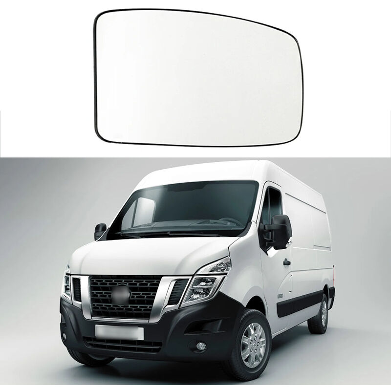 foto del prodotto specchietto retrovisore di ricambio in vetro per renault master 2010 2021 opel movano 2010 2023 nissan nv400 2010 2021 riscaldato asferico con