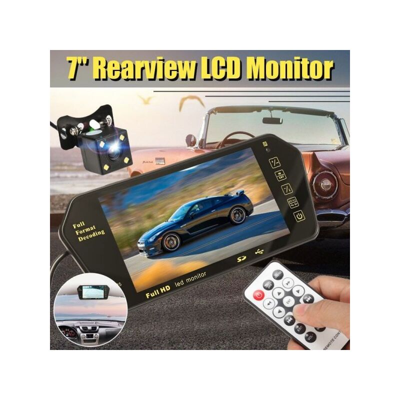 foto del prodotto specchietto retrovisore monitor 7 bluetooth usb sd tft mp5