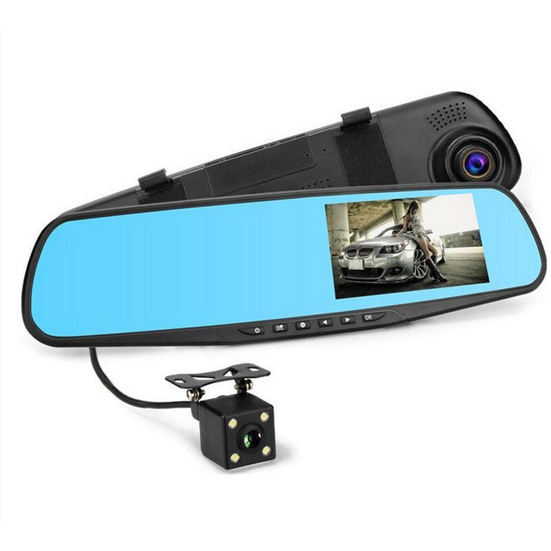 foto del prodotto specchietto retrovisore monitor auto dvr telecamera full hd 4.3 tft retro camera