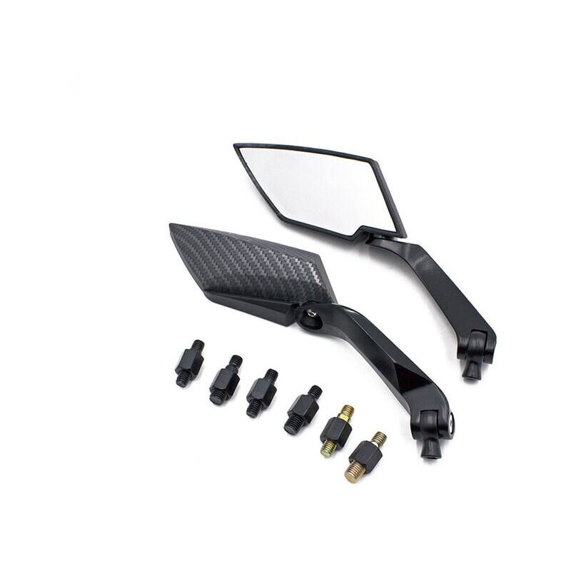 foto del prodotto specchietto retrovisore moto, specchietti retrovisori moto universali in alluminio nero 2 pezzi 1 coppia 