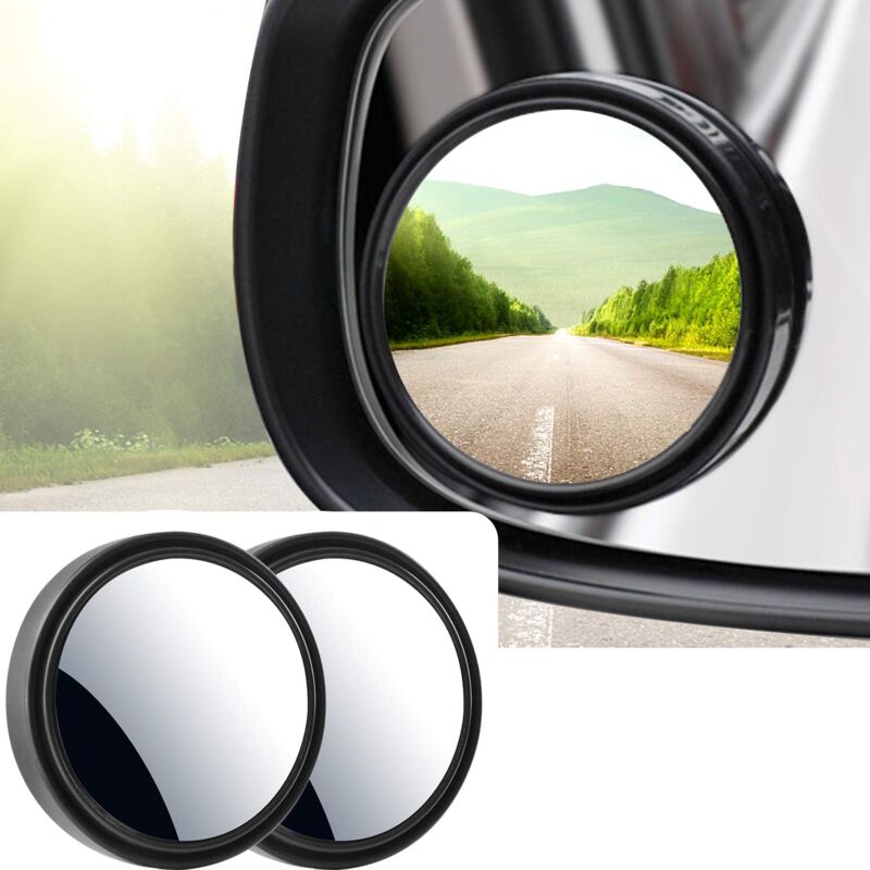 foto del prodotto specchietto retrovisore per angolo cieco, specchietti rotondi in vetro hd da 2 pollici, cornice per specchietto retrovisore convesso con asta