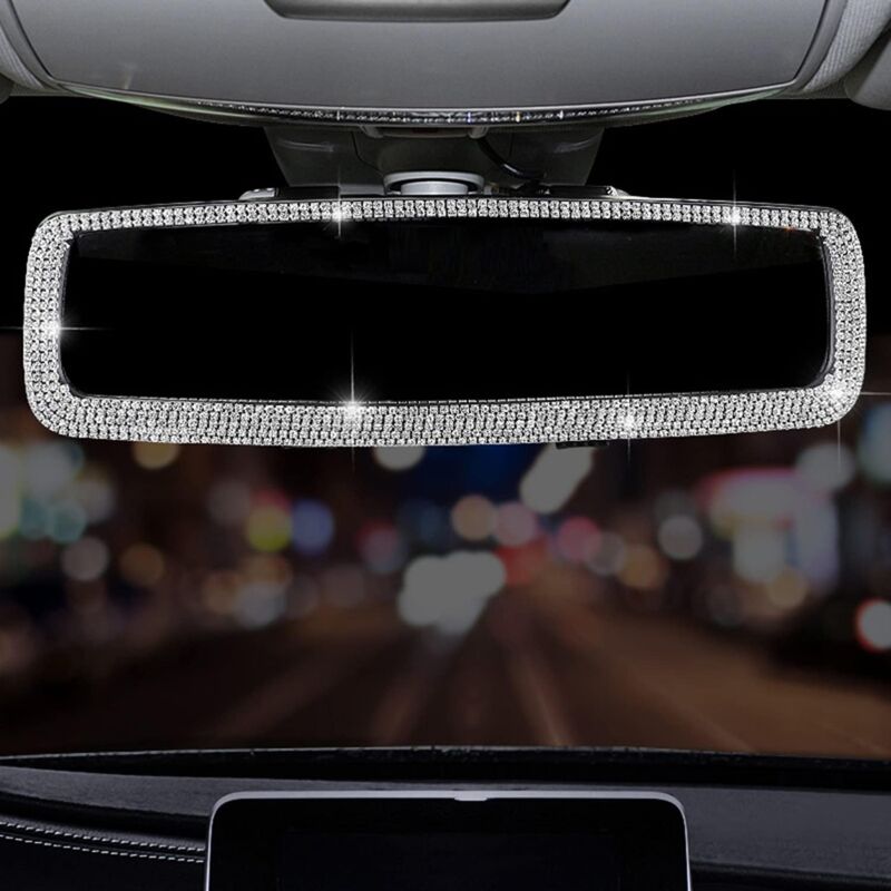 foto del prodotto specchietto retrovisore per auto con strass scintillanti, specchietto retrovisore per auto con diamanti di cristallo specchietto retrovisore per auto