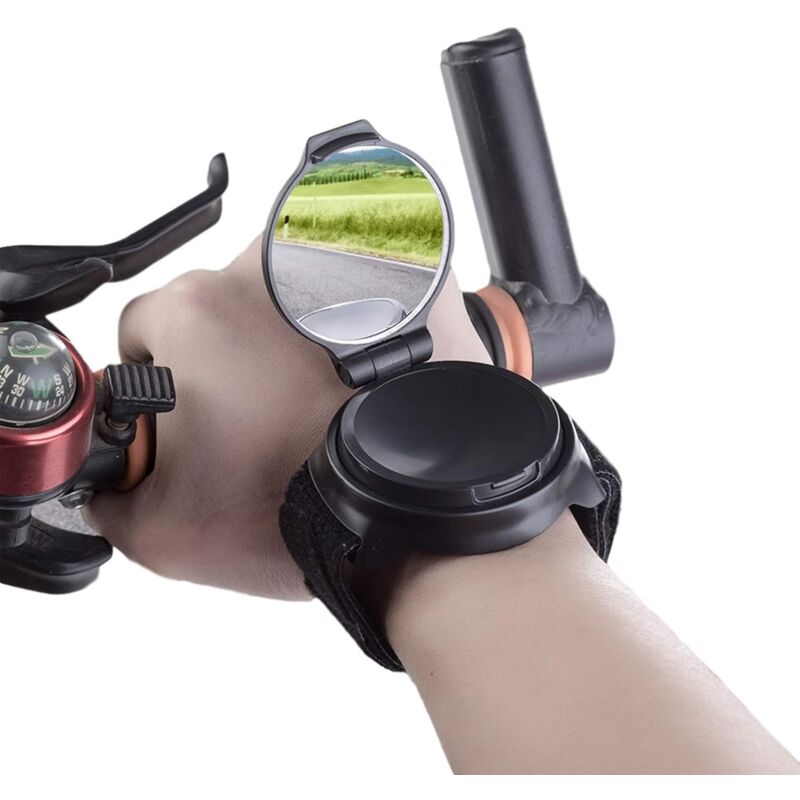 foto del prodotto specchietto retrovisore per bicicletta, accessori per bicicletta, specchietto retrovisore per manubrio regolabile a 360 , cinturino di sicurezza per