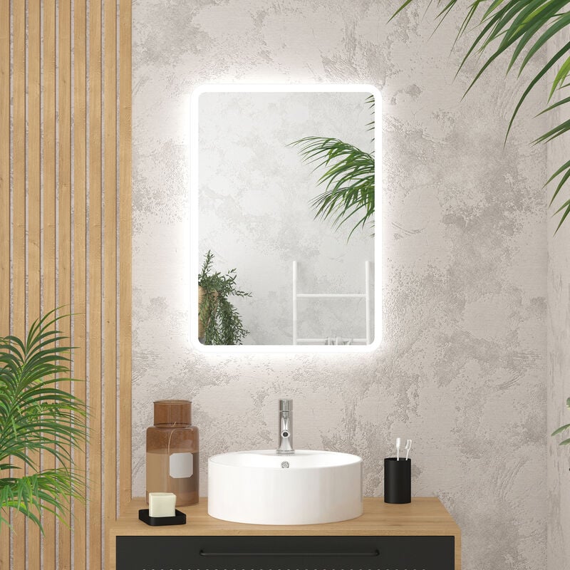 foto del prodotto specchio a led ip24 reversibile 50x70cm go rectangular led 50