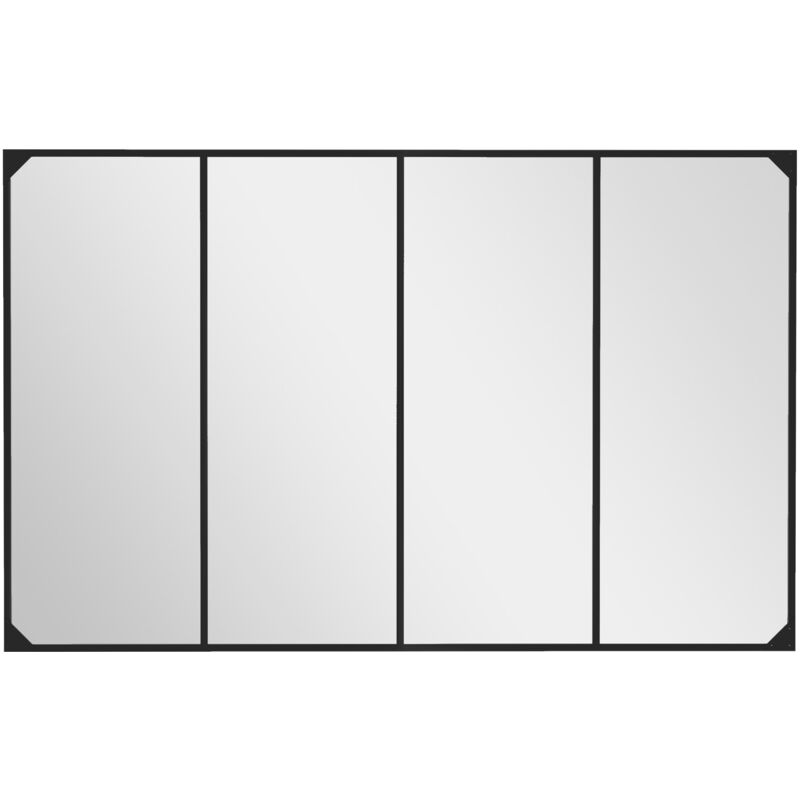 foto del prodotto specchio a muro in stile industriale con 4 ganci 109x2x69 cm nero homcom