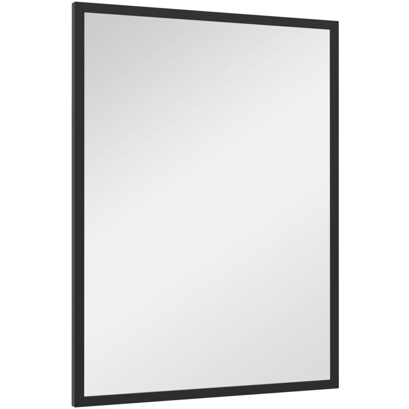 foto del prodotto specchio a muro rettangolare in vetro e mdf con ganci nero homcom