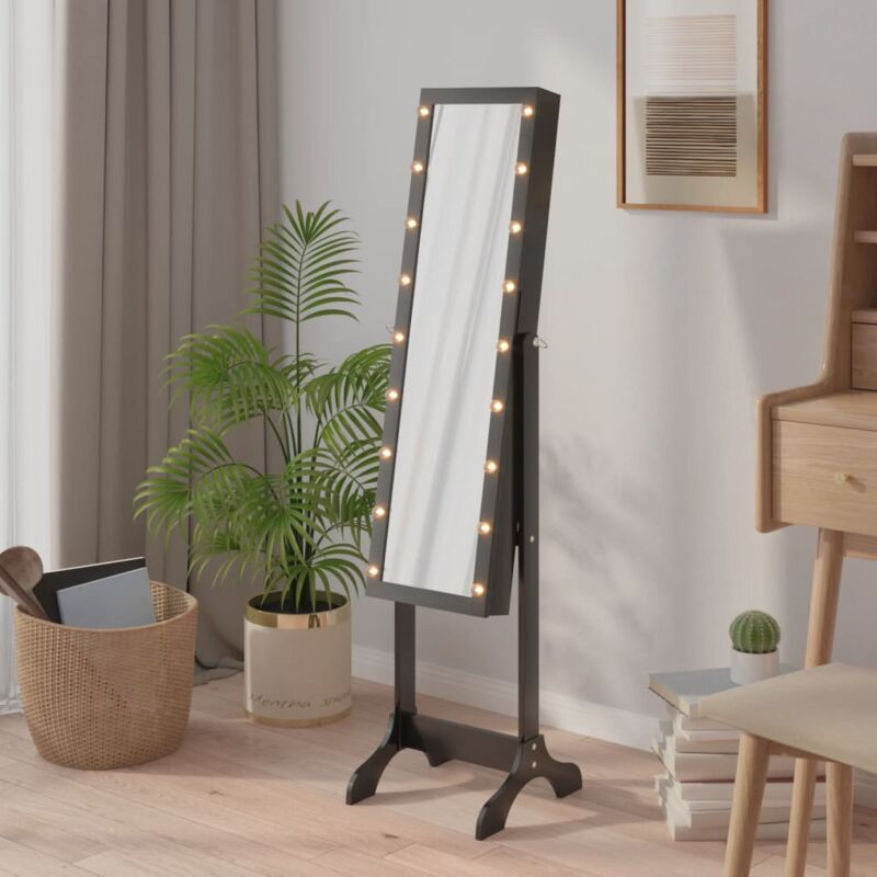 foto del prodotto specchio autoportante con led nero 34x37x146 cm vidaxl
