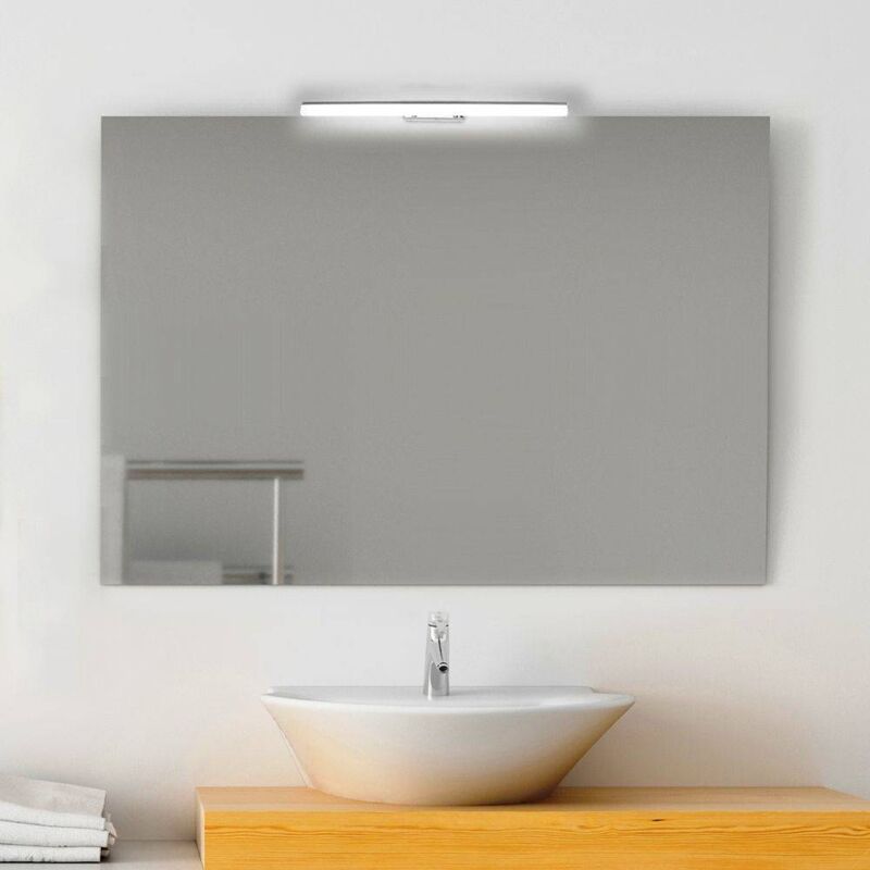 foto del prodotto specchio bagno 100x70 cm filo lucido con lampada led specchio con lampada