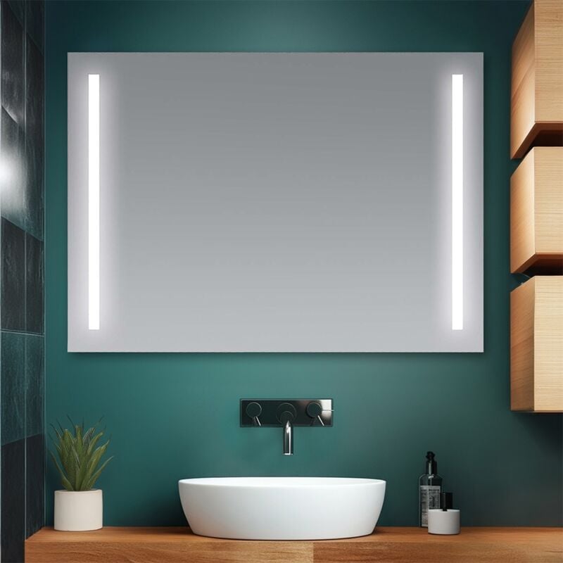 foto del prodotto specchio bagno 105x70 cm con led laterali e installazione reversibile