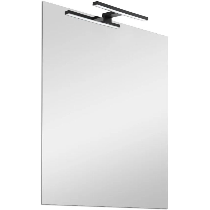 foto del prodotto specchio bagno 50x70 cm reversibile con led naturale nero opaco