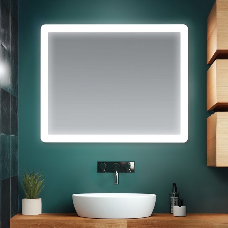 foto del prodotto specchio bagno 60x80 cm con led naturale e installazione reversibile