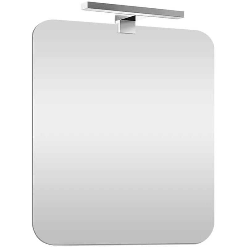 foto del prodotto specchio bagno 70x90 cm reversibile con angoli tondi e luce led fredda